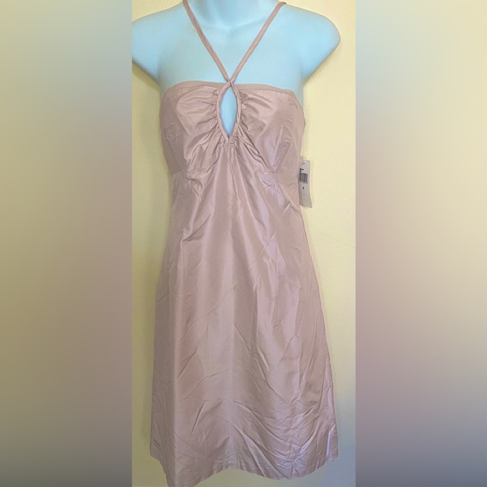 Nell Couture Blush Halter Dress Keyhole Front Size 6.